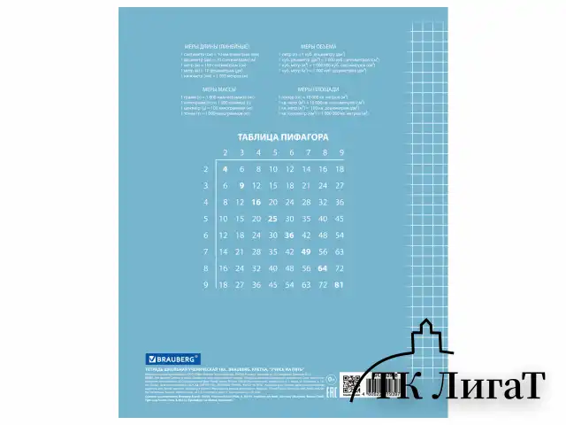 Тетрадь 18 л. BRAUBERG ЭКО "5-КА", клетка, обложка плотная мелованная бумага, СИНЯЯ, 402988