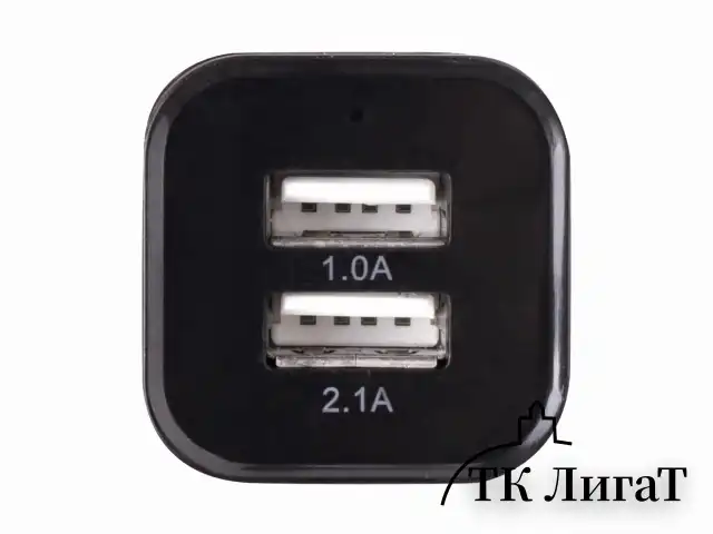 Зарядное устройство автомобильное SONNEN, 2 порта USB, выходной ток 2,1 А, черное-белое, 454796