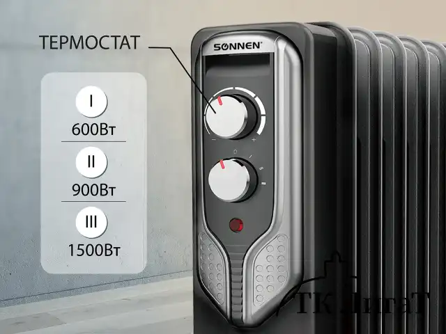 Обогреватель масляный SONNEN DFN-07BL, 1500 Вт, 7 секций, черный, 455310