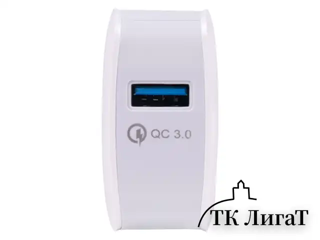 Быстрое зарядное устройство сетевое (220В) SONNEN, порт USB, QC 3.0, выходной ток 3А, белое, 455506