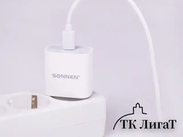 Быстрое зарядное устройство для iPhone (220В) SONNEN, порт Type-C, выходной ток 2A, белое, 455507