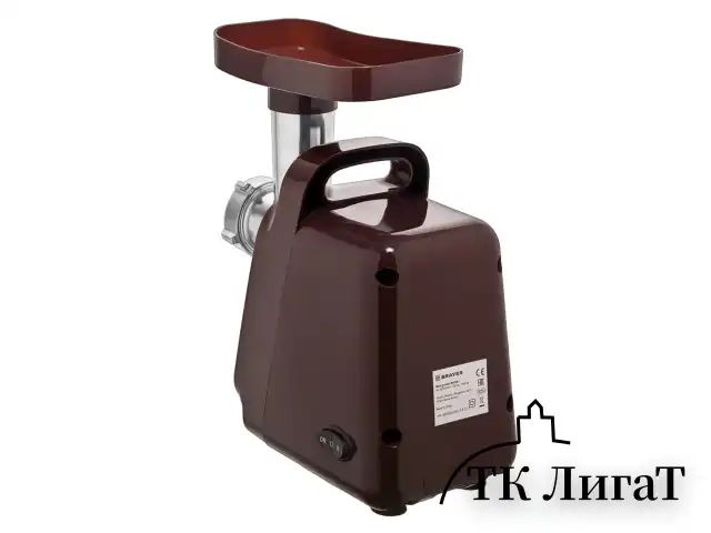 Мясорубка BRAYER BR1601, 1300 Вт, производительность 1,5 кг/мин, металлический шнек, реверс, пластик, коричневая/серебро