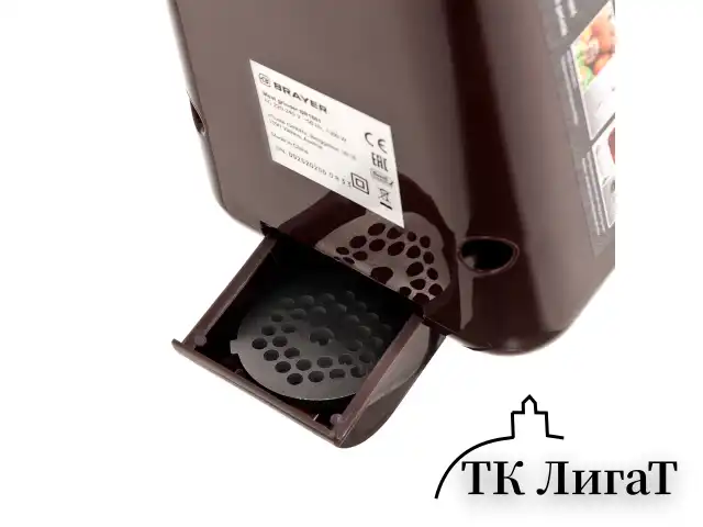 Мясорубка BRAYER BR1601, 1300 Вт, производительность 1,5 кг/мин, металлический шнек, реверс, пластик, коричневая/серебро