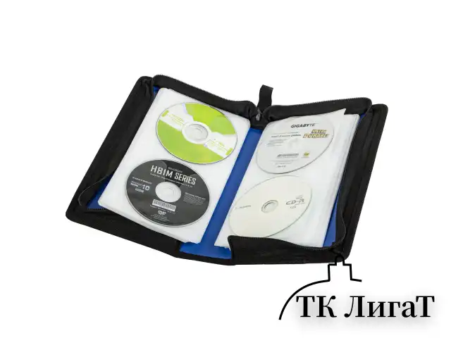 Портмоне для CD/DVD BRAUBERG на 96 дисков, обложка пластиковая, синий, 510091