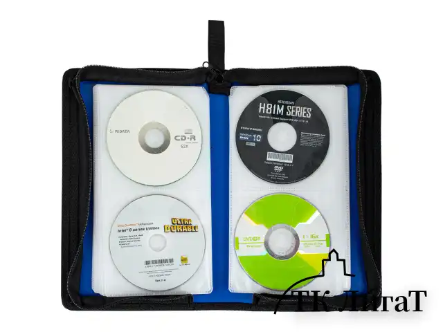 Портмоне для CD/DVD BRAUBERG на 96 дисков, обложка пластиковая, синий, 510091