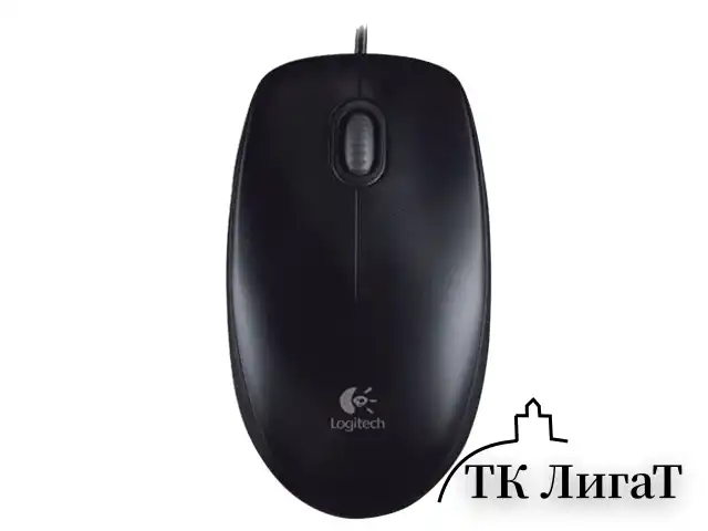 Мышь проводная LOGITECH B100, USB, 2 кнопки + 1 колесо-кнопка, оптическая, черная, 910-003357