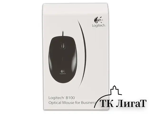 Мышь проводная LOGITECH B100, USB, 2 кнопки + 1 колесо-кнопка, оптическая, черная, 910-003357