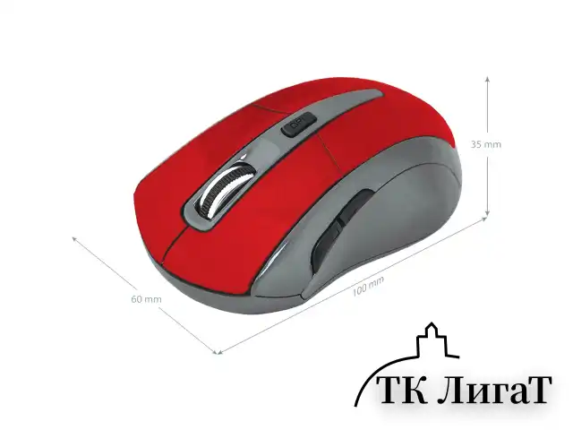 Мышь беспроводная DEFENDER ACCURA MM-965, USB, 5 кнопок + 1 колесо-кнопка, оптическая, красно-серая, 52966