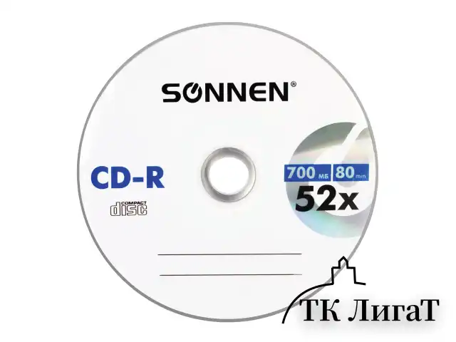Диск CD-R SONNEN, 700 Mb, 52x, Slim Case (1 штука), 512572