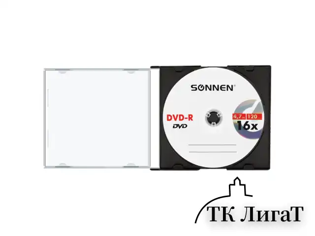 Диск DVD-R SONNEN, 4,7 Gb, 16x, Slim Case (1 штука), 512575