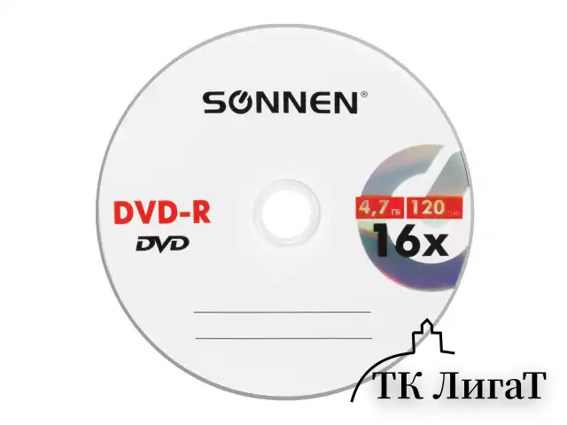 Диск DVD-R SONNEN, 4,7 Gb, 16x, Slim Case (1 штука), 512575