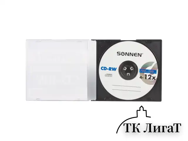 Диск CD-RW SONNEN, 700 Mb, 4-12x, Slim Case (1 штука), 512579