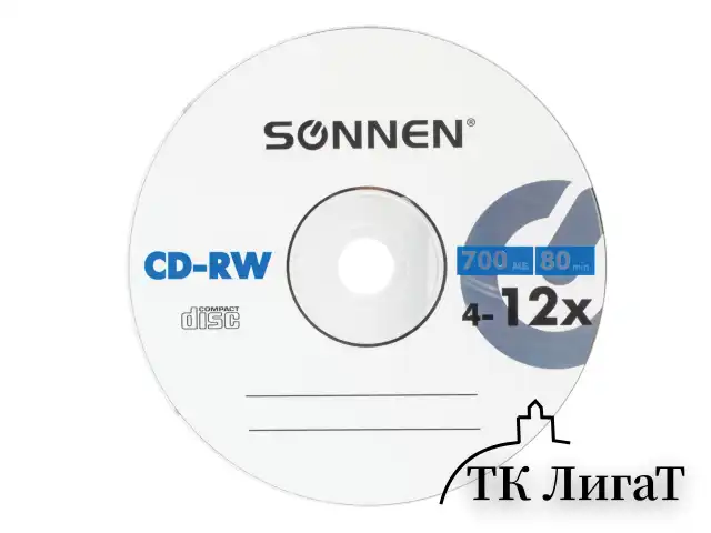 Диск CD-RW SONNEN, 700 Mb, 4-12x, Slim Case (1 штука), 512579