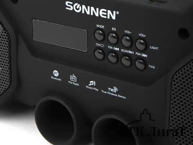 Колонка портативная с подсветкой SONNEN B306, 12 Вт, Bluetooth, FM-тюнер, microSD, MP3-плеер, черная, 513479