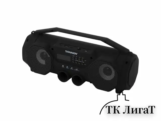 Колонка портативная с подсветкой SONNEN B306, 12 Вт, Bluetooth, FM-тюнер, microSD, MP3-плеер, черная, 513479
