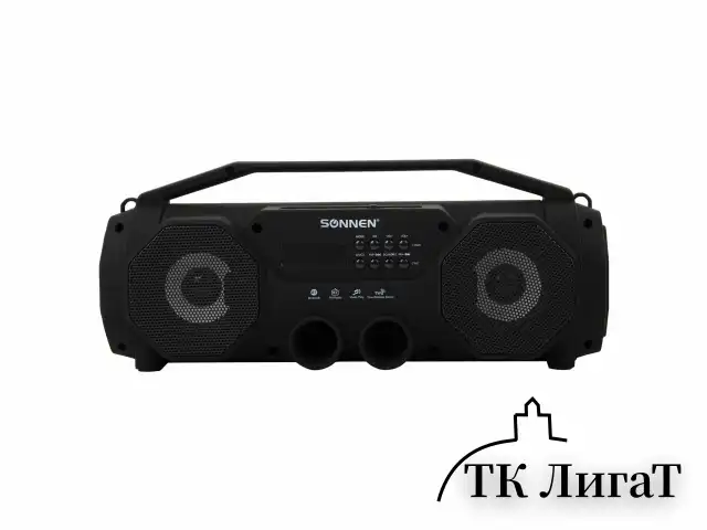Колонка портативная с подсветкой SONNEN B306, 12 Вт, Bluetooth, FM-тюнер, microSD, MP3-плеер, черная, 513479