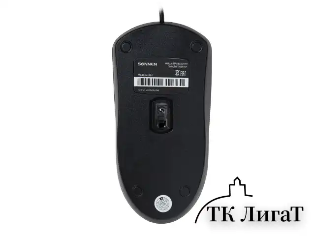 Мышь проводная SONNEN B61, USB, 1000 dpi, 2 кнопки + колесо-кнопка, оптическая, черная, 513513