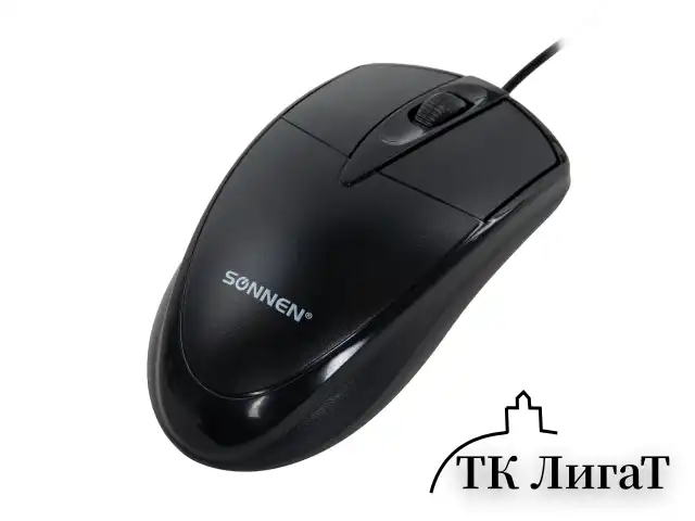 Мышь проводная SONNEN B61, USB, 1000 dpi, 2 кнопки + колесо-кнопка, оптическая, черная, 513513