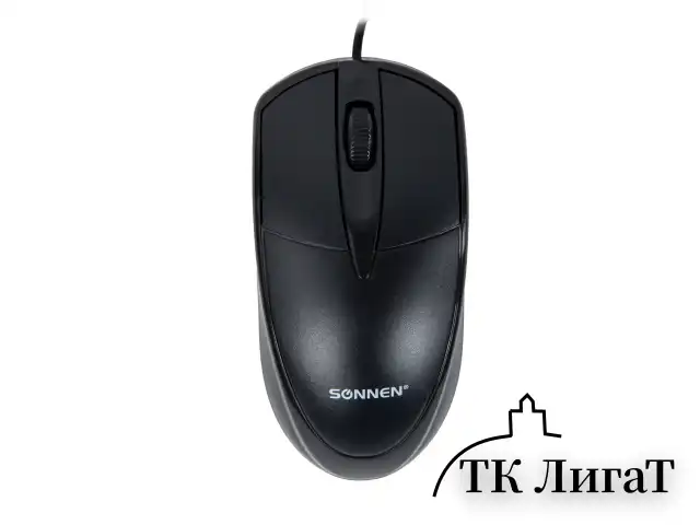 Мышь проводная SONNEN B61, USB, 1000 dpi, 2 кнопки + колесо-кнопка, оптическая, черная, 513513