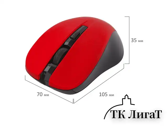 Мышь беспроводная с бесшумным кликом SONNEN V18, USB, 800/1200/1600 dpi, 4 кнопки, красная, 513516