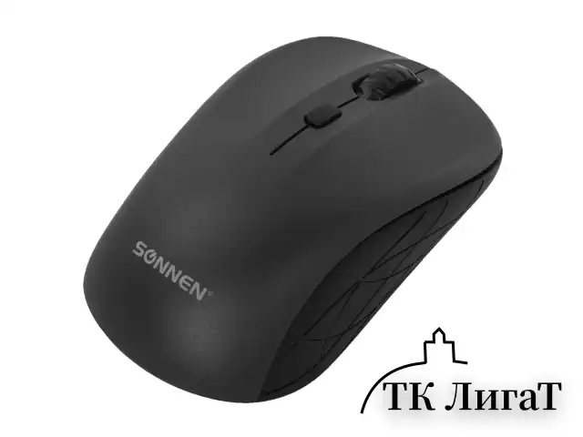 Мышь беспроводная SONNEN V-111, USB, 800/1200/1600 dpi, 4 кнопки, оптическая, черная, 513518