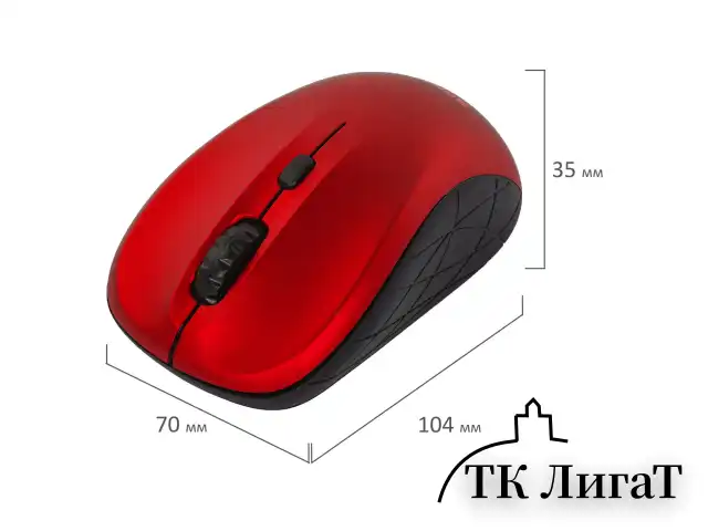 Мышь беспроводная SONNEN V-111, USB, 800/1200/1600 dpi, 4 кнопки, оптическая, красная, 513520