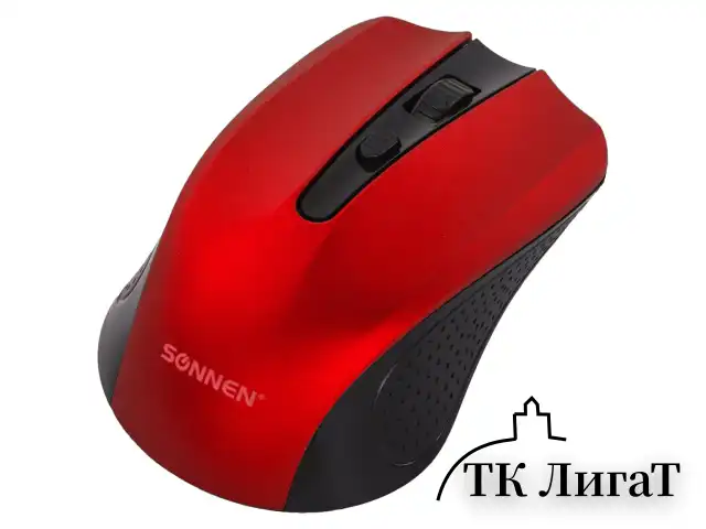 Мышь беспроводная SONNEN V99, USB, 1000/1200/1600 dpi, 4 кнопки, оптическая, красная, 513529