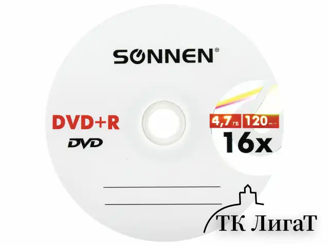Диски DVD+R SONNEN, 4,7 Gb, 16x, Cake Box (упаковка на шпиле), КОМПЛЕКТ 25 шт., 513532