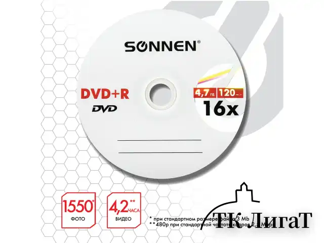 Диски DVD+R SONNEN, 4,7 Gb, 16x, Cake Box (упаковка на шпиле), КОМПЛЕКТ 25 шт., 513532