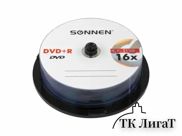 Диски DVD+R SONNEN, 4,7 Gb, 16x, Cake Box (упаковка на шпиле), КОМПЛЕКТ 25 шт., 513532