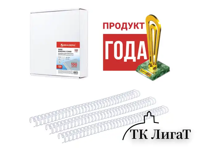 Пружины металлические для переплета, КОМПЛЕКТ 100 штук, 12,7 мм (для сшивания 80-100 листов), белые, BRAUBERG, 530823