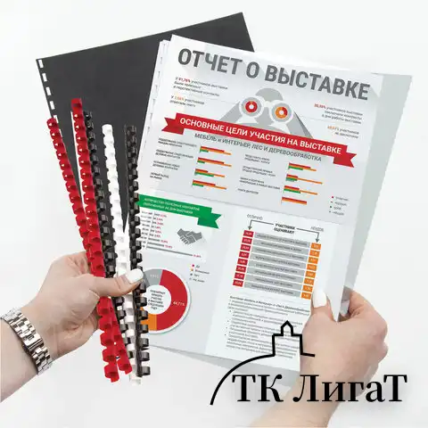 Пружины пластиковые для переплета, КОМПЛЕКТ 100 шт., 10 мм (для сшивания 41-55 л.), прозрачные, BRAUBERG, 530911