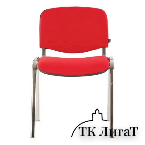 Стул для персонала и посетителей BRABIX "Iso CF-001", хромированный каркас, ткань красная с черным, 531423