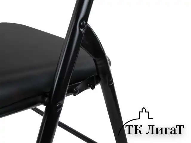 Стул складной для дома и офиса BRABIX "Golf CF-007", черный каркас, кожзам черный, 531565