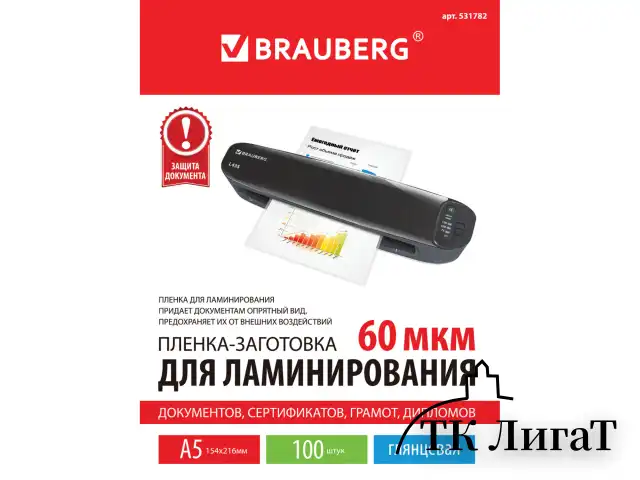 Пленки-заготовки для ламинирования МАЛОГО ФОРМАТА, А5, КОМПЛЕКТ 100 шт., 60 мкм, BRAUBERG, 531782