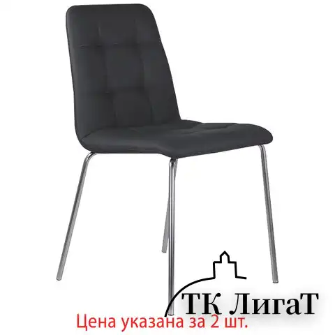Стулья КОМПЛЕКТ 2 шт. BRABIX "Twins CF-011", хромированный каркас, экокожа, черный (S-0401), разобранные, 532765