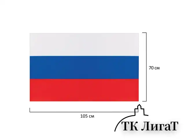 Флаг России, 70х105 см, карман под древко, упаковка с европодвесом, 550018