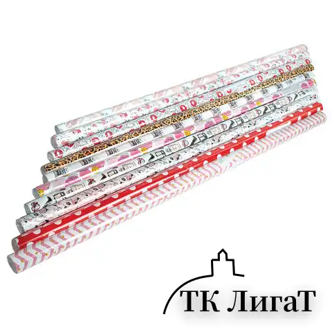 Бумага упаковочная "For Women", 70x100 см, 10 дизайнов ассорти, ЗОЛОТАЯ СКАЗКА, 591915