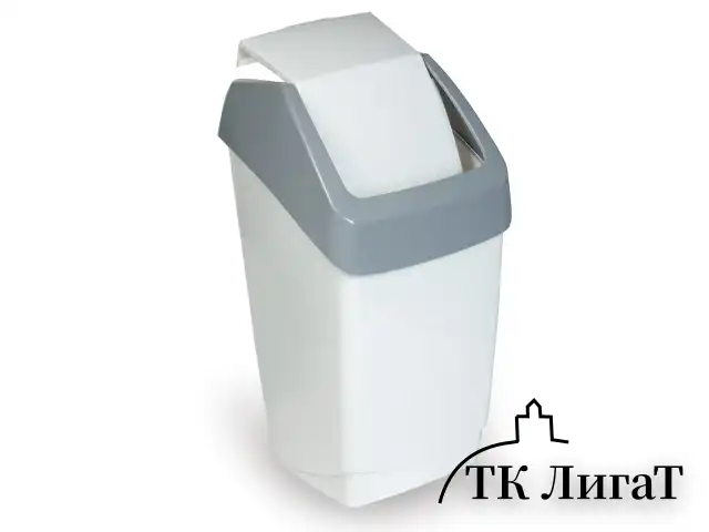 Ведро-контейнер 15 л, с крышкой (качающейся), для мусора, "Хапс", 46х26х25 см, серое, IDEA, М 2471