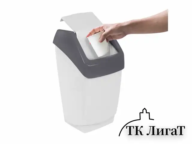 Ведро-контейнер 25 л, с крышкой (качающейся), для мусора, "Хапс", 55х30х28 см, серое, IDEA, М 2472