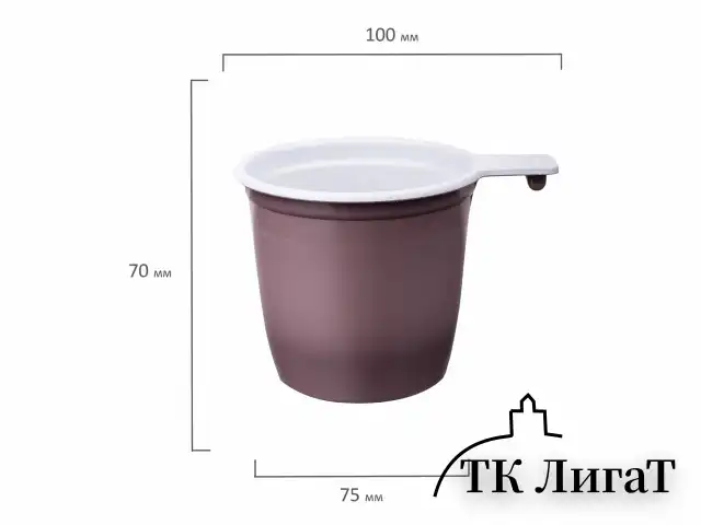 Чашка одноразовая для чая и кофе 200 мл, КОМПЛЕКТ 50 шт., пластик, бело-коричневые, ПП, LAIMA, 600940