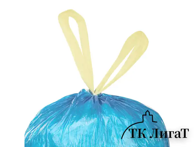 Мешки для мусора с завязками 60 л, синие, в рулоне 20 шт., прочные, ПНД 12 мкм, 55х62 см, LAIMA, 601397