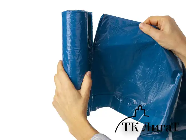 Мешки для мусора с завязками 120 л. синие, в рулоне 10 шт., прочные, ПВД 35 мкм, 67х90 см, LAIMA, 601399