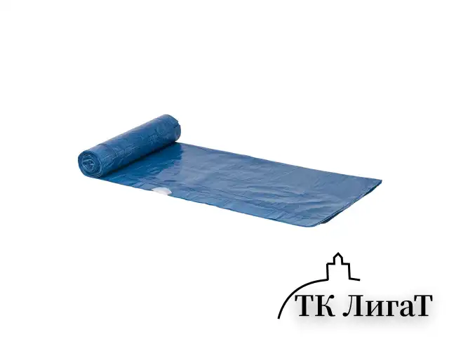 Мешки для мусора с завязками 120 л. синие, в рулоне 10 шт., прочные, ПВД 35 мкм, 67х90 см, LAIMA, 601399