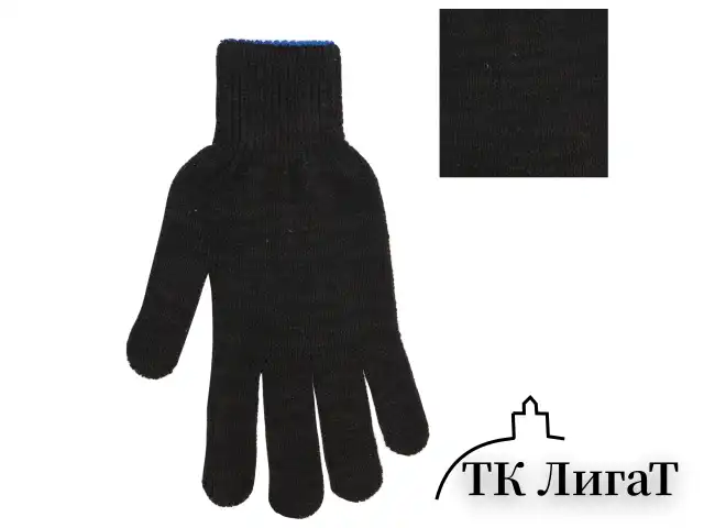 Перчатки хлопчатобумажные, КОМПЛЕКТ 5 ПАР, 10 класс, 50-52 г, 133 текс, ПВХ-точка, LAIMA ЛЮКС 2, ЧЕРНЫЕ, 604470