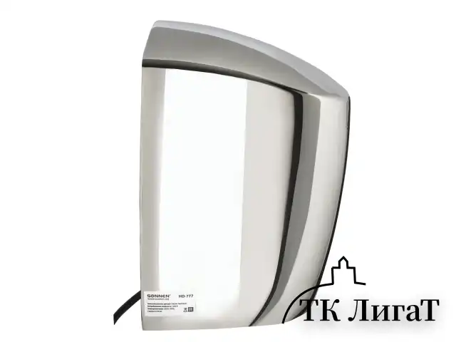 Сушилка для рук SONNEN HD-777, 1200 Вт, нержавеющая сталь, антивандальная, хром, 604748