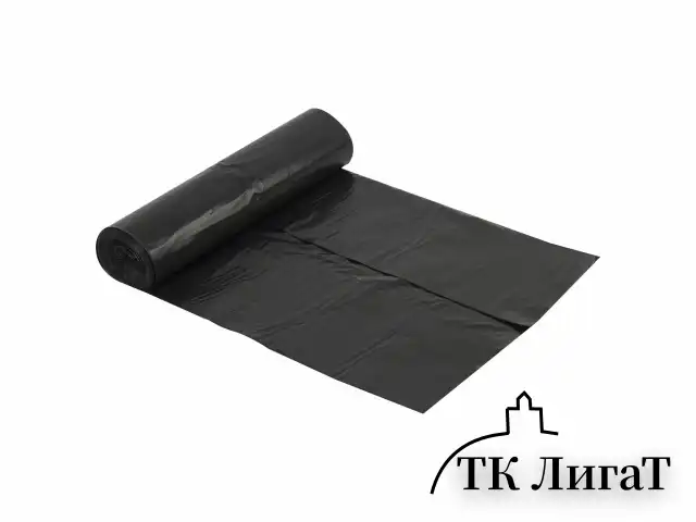 Мешки для мусора 240 л, черные, в рулоне 5 шт., ПВД 30 мкм, 90х130 см, ЛЮБАША эконом, 605338