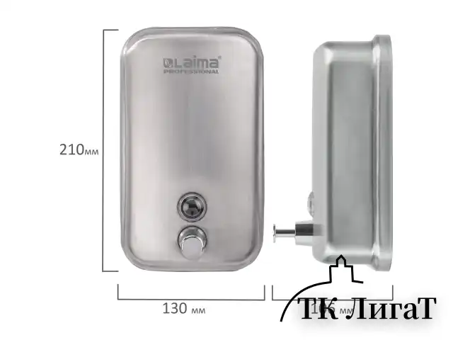 Дозатор для жидкого мыла LAIMA PROFESSIONAL INOX (гарантия 3 года), 1 л, нержавеющая сталь, матовый, 605395