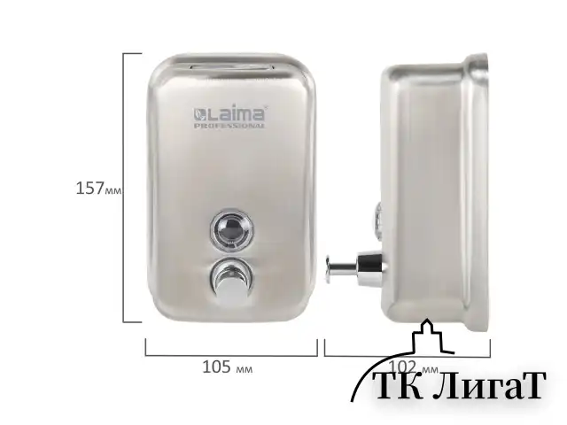 Дозатор для жидкого мыла LAIMA PROFESSIONAL INOX (гарантия 3 года), 0,5 л, нержавеющая сталь, матовый, 605396