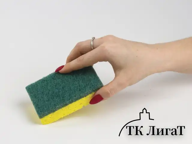 Губки бытовые, 20х95х65 мм, КОМПЛЕКТ 2 шт., ЦЕЛЛЮЛОЗНЫЕ (губчатые) с АБРАЗИВОМ, LAIMA, К1106, 605487